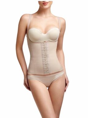 SQUEEM Waist Trainer Sz Small Nude Body Shaper Corset Compression Shapewear NWT